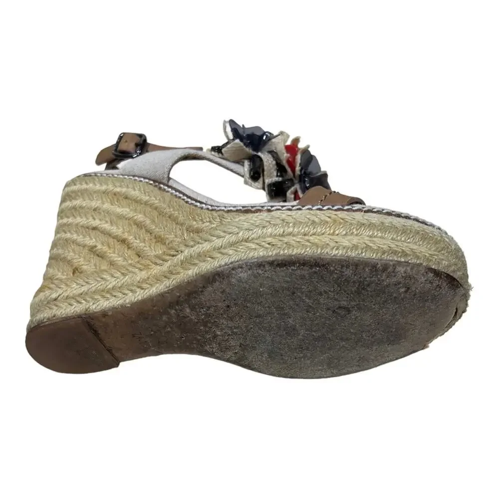 Tory Burch Mallory Lin Natural Wedge Espadrille Sandal